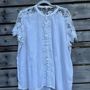Anthropologie Elegant White Lace Women's Top